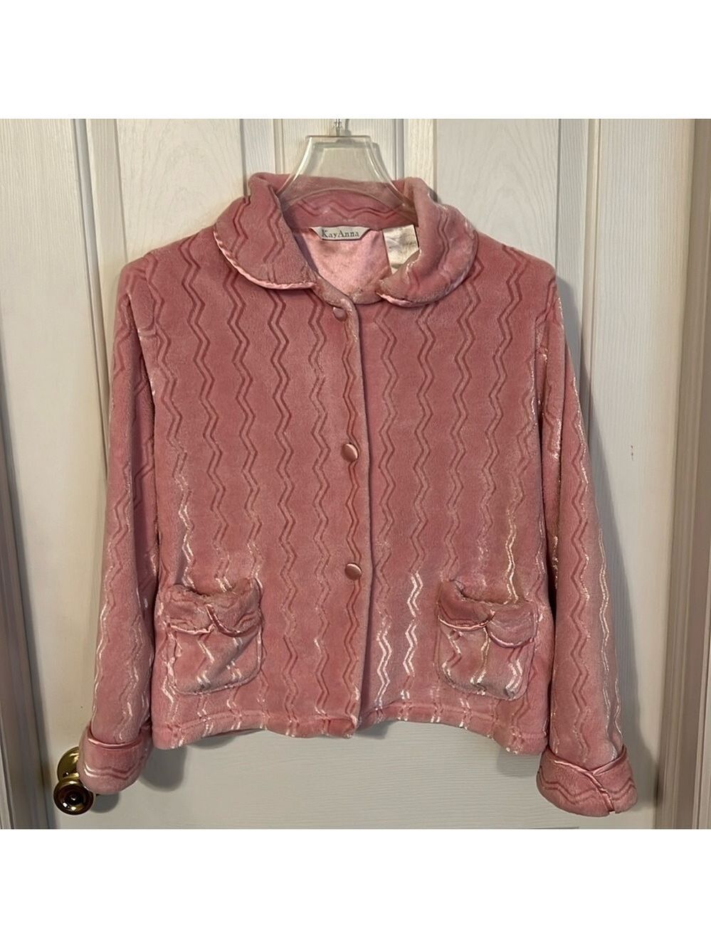 Kay Anna bed jacket. Size S. Plush, 2 pockets, long sleeves. Chenille,soft, cozy